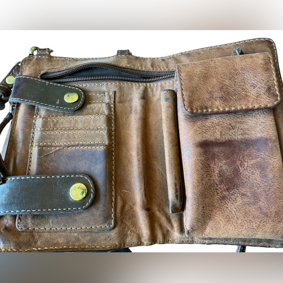 Vintage High End Classic Rustic Town Brown Leather Travel Women’s Crossbody Bag - Picture 2 of 11